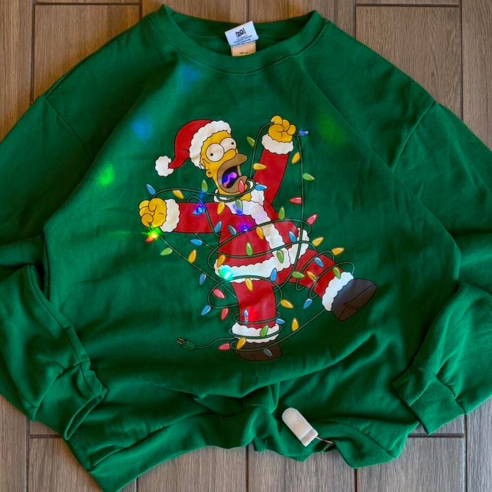 The Simpsons Pullover Light Up Ugly Christmas Sweater Sweatshirt - Size L